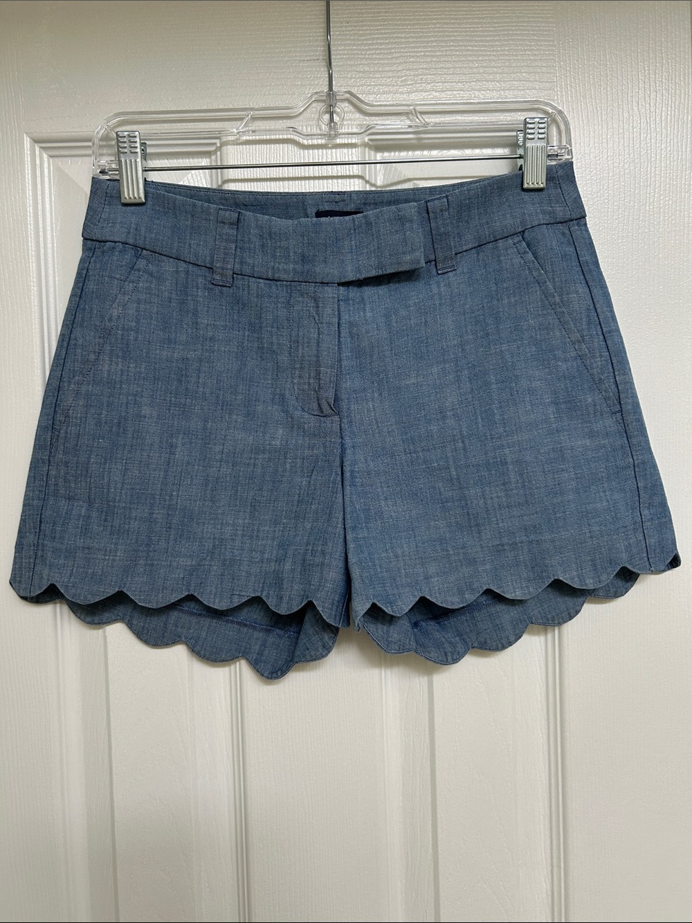 J. Crew Chambray Scallop Hem Shorts - Blue